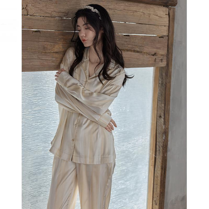 维多利亚2025年新款睡衣女冰丝高级感夏春秋季长袖套装休闲家居服