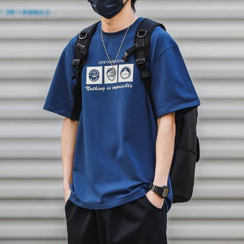 it neith BIAS潮牌复古印花短袖男士夏季薄款百搭宽松潮流T恤运动