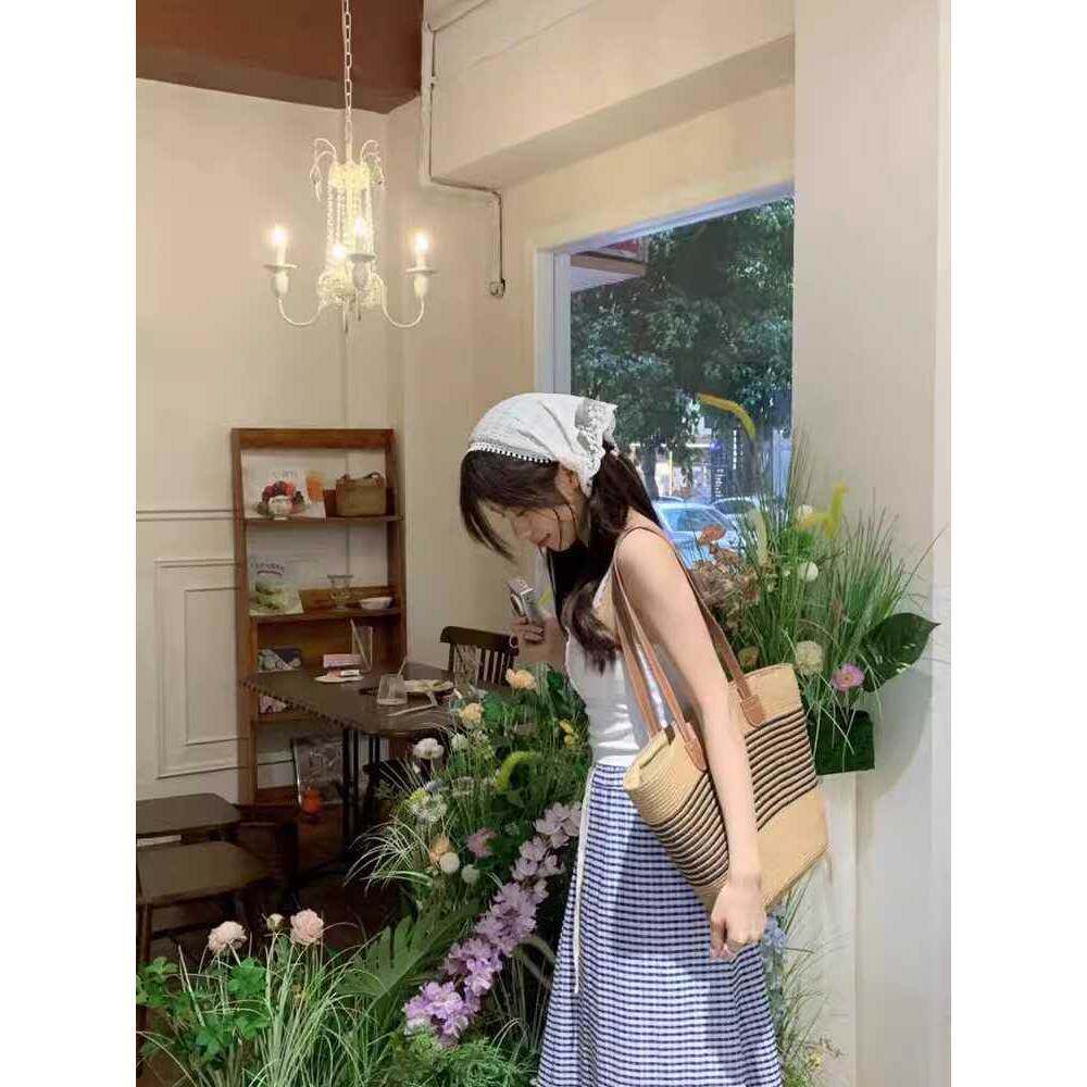 香港草包包女夏季海边托特包大容量编织单肩包藤编草包菜篮子水桶