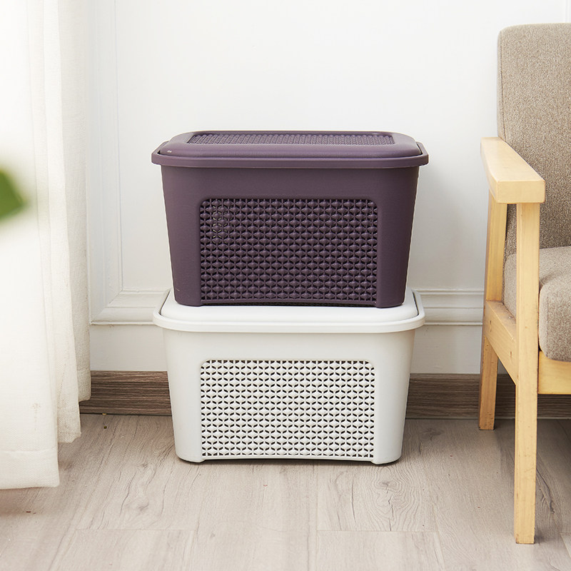 加厚收纳箱子整理箱小号塑料筐玩具零食学生宿舍装书本储物盒有盖