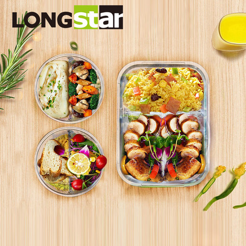 双分格玻璃保鲜盒套装微波炉饭盒