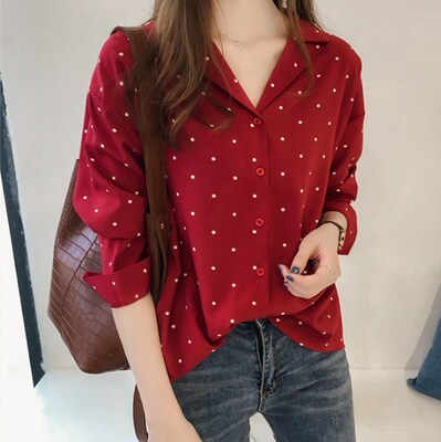 Plus Size Turn-down Women Shirt Slim Elegant Office Blouse