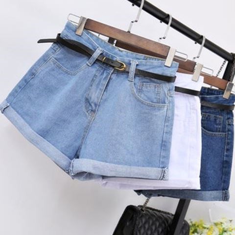 women loose denim shorts girls summer high waist short jeans