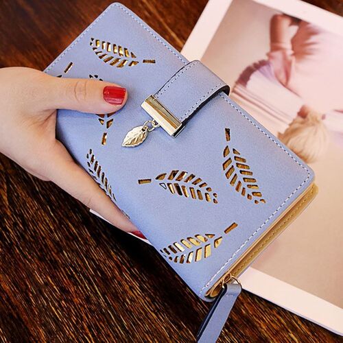 镂空树叶钱包Wallet Women Purse Girls Pink Handbags Party Bag