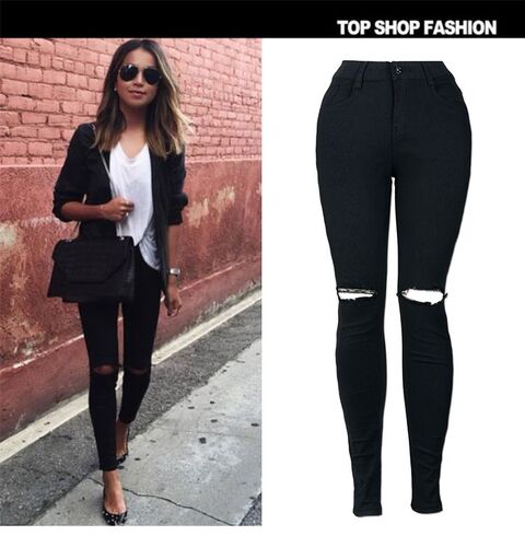 2018 Plus Size Women High Waist Skinny Jeans Pencil denim女