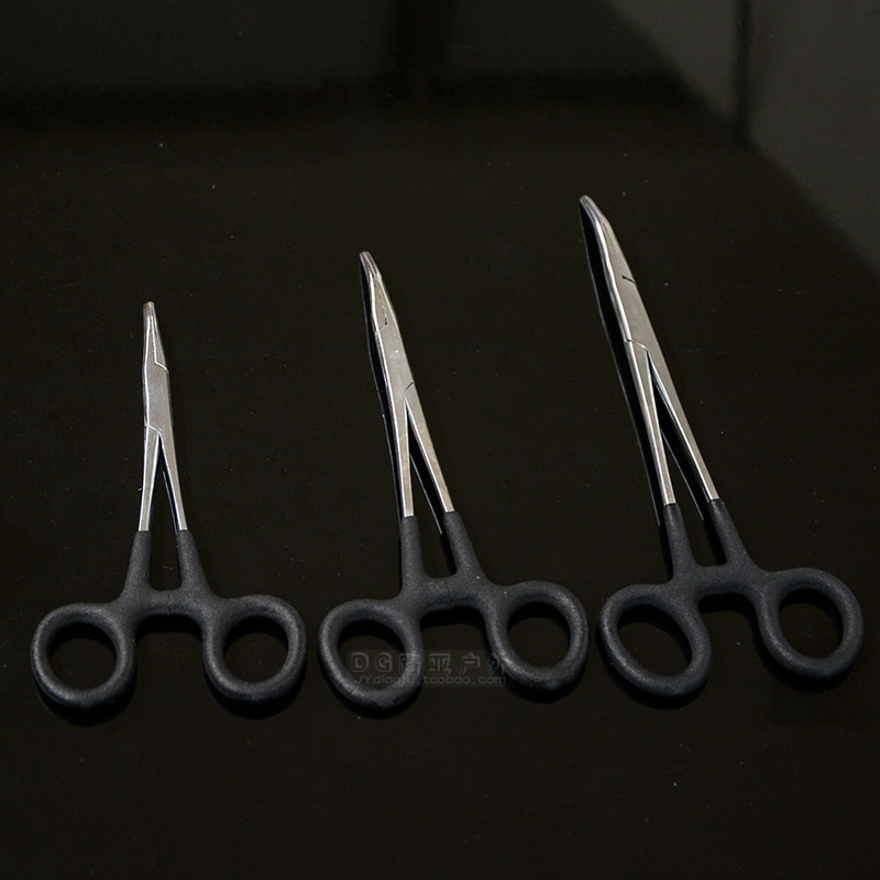 加粗型弯嘴止血钳钓鱼持针器摘鱼钩钳子不锈钢绑鱼钩专用大号弯头