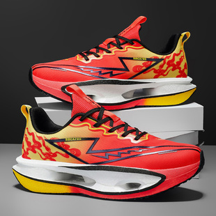 男童红色鞋子青少年轻便软底无碳板跑鞋初中小学生体测专用运动鞋