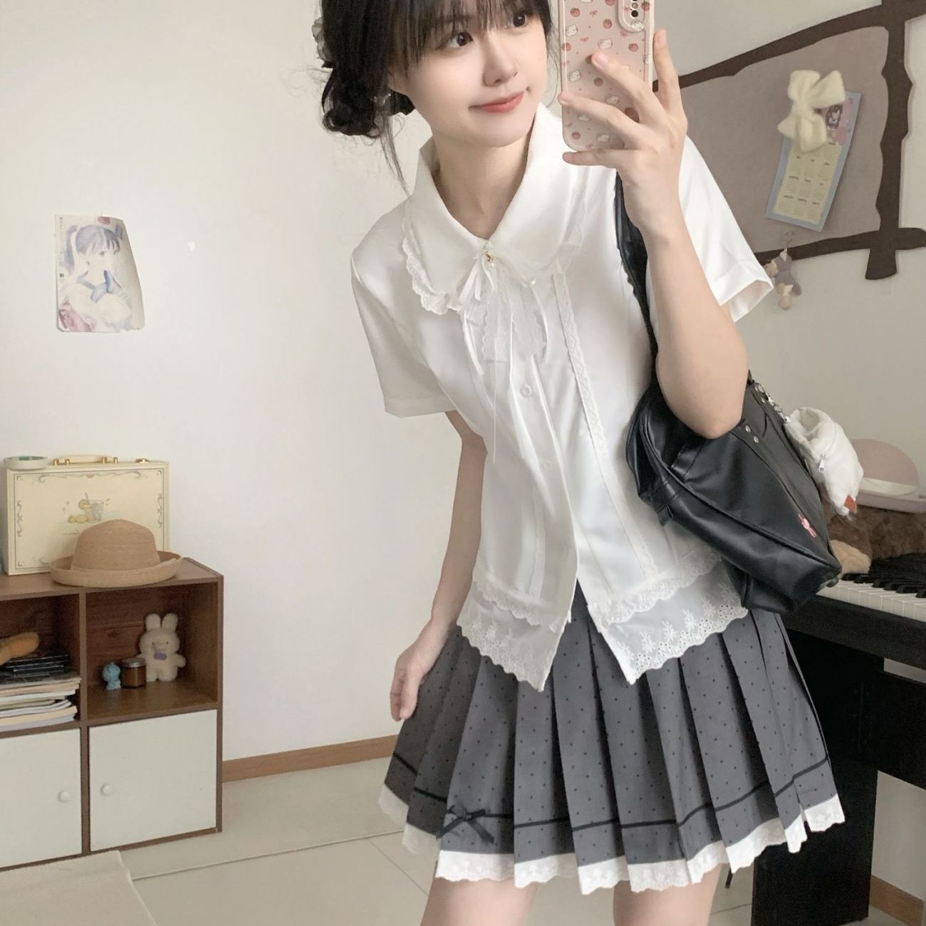 琉璃喵格雷系上衣学院风图片