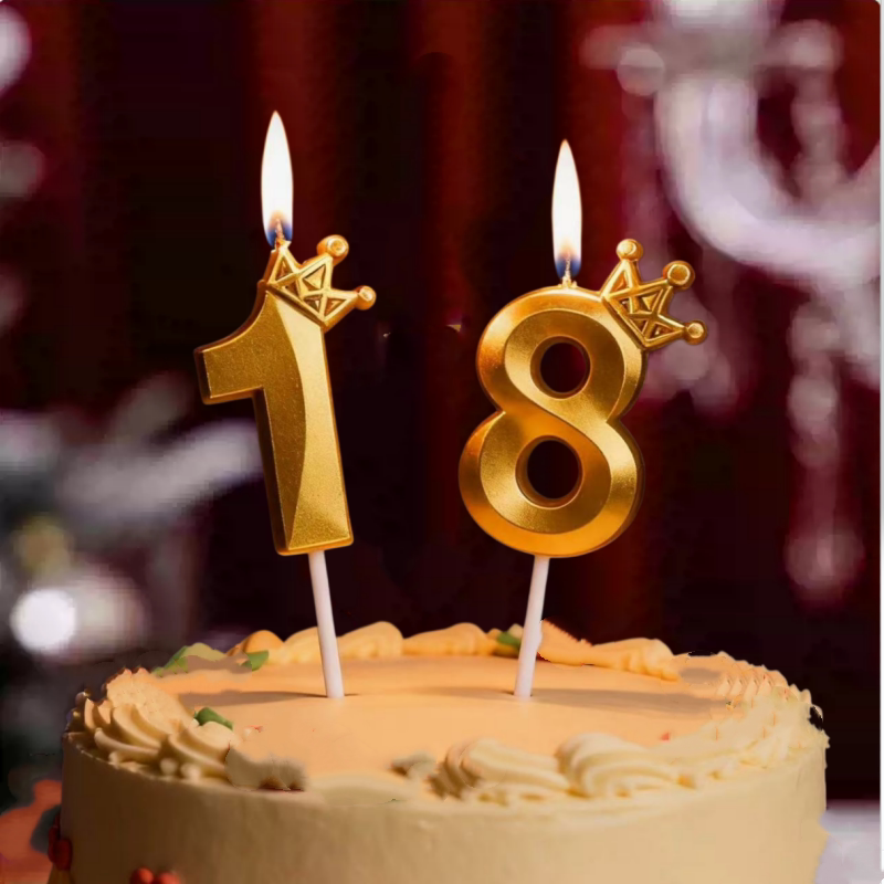 皇冠数字蜡烛蛋糕装饰插件金色生日数字蜡烛