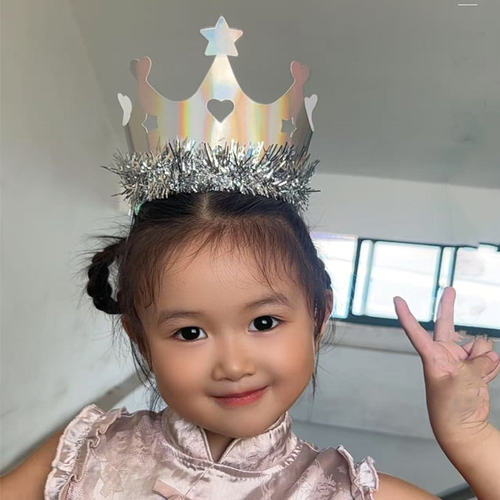 金色银色流苏皇冠生日帽儿童成人派对蛋糕装饰帽子