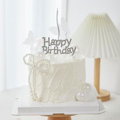 珍珠钻石happybirthday字母插牌