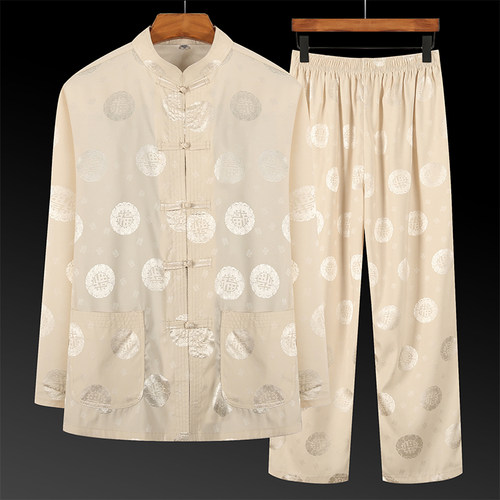 冰丝爸爸长袖爷爷中国风唐装