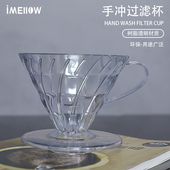 V60树脂透明过滤杯手冲单品咖啡锥形简约螺旋导流滴滤杯V01 V02