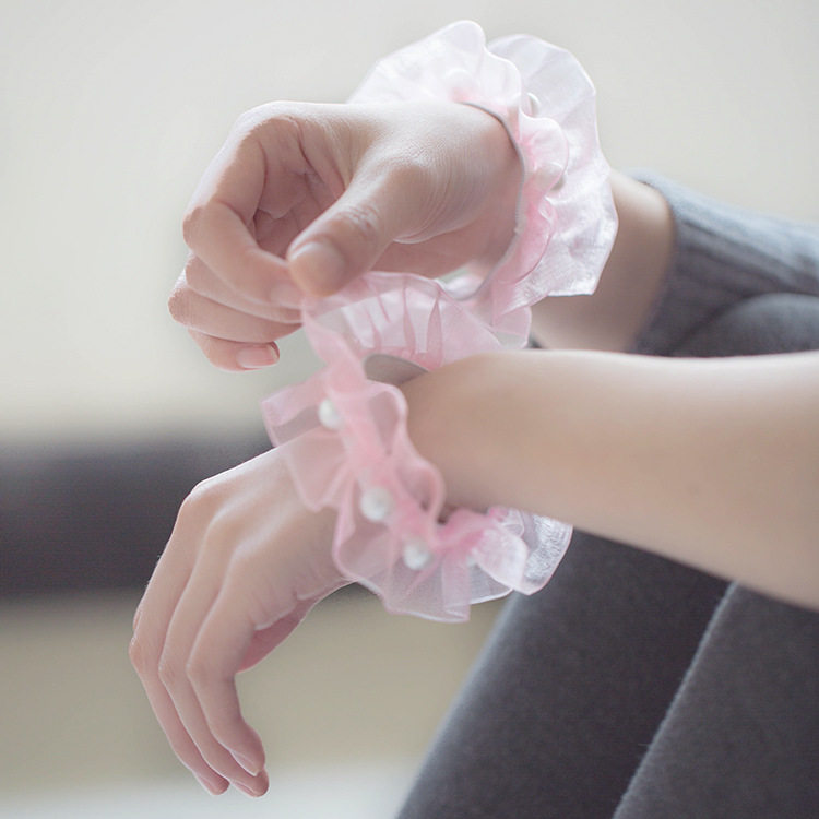 蕾丝珍珠手环日系萝莉可爱少女袜套搭配短裙制服大腿环jk腿环