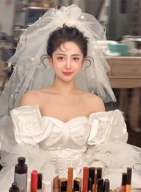 蒙娜丽纱蓬蓬头纱结婚
