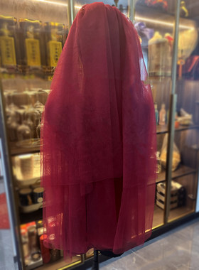 新娘结婚酒红色头纱中式婚礼秀禾服头纱婚纱写真拍照道具2025新品