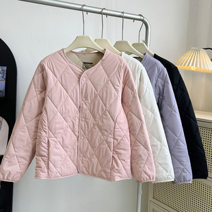 2025秋冬百搭保暖薄棉内胆棉服可单穿棉衣无领外套夹棉棉袄上衣女