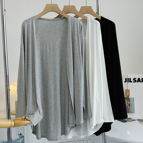 简约中长款莫代尔开衫薄外套