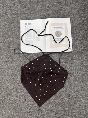 8.12元货休闲百搭显瘦短款麂皮绒性感肚兜吊带背心女系带