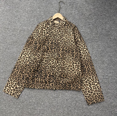 9.12源货少量秋款宽松豹纹印花长袖夹克外套女