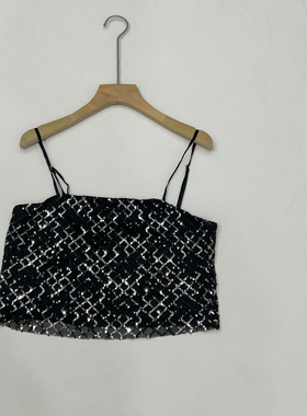8.20少量几十个亮片短款吊带背心女