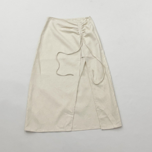 4.7少量十几条高腰开叉抽绳棉麻半身裙女