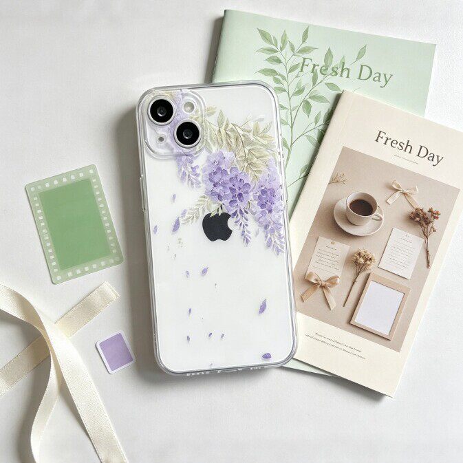 唯美紫藤花适用苹果18/17promax/16/15手机壳iPhoneAir/XR/XSMAX