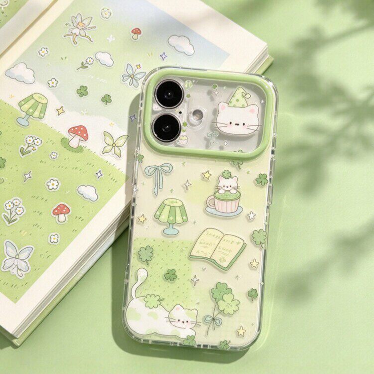 四叶幸运小猫适用于IPhone18promax/17/16Pro手机壳15/14大视窗