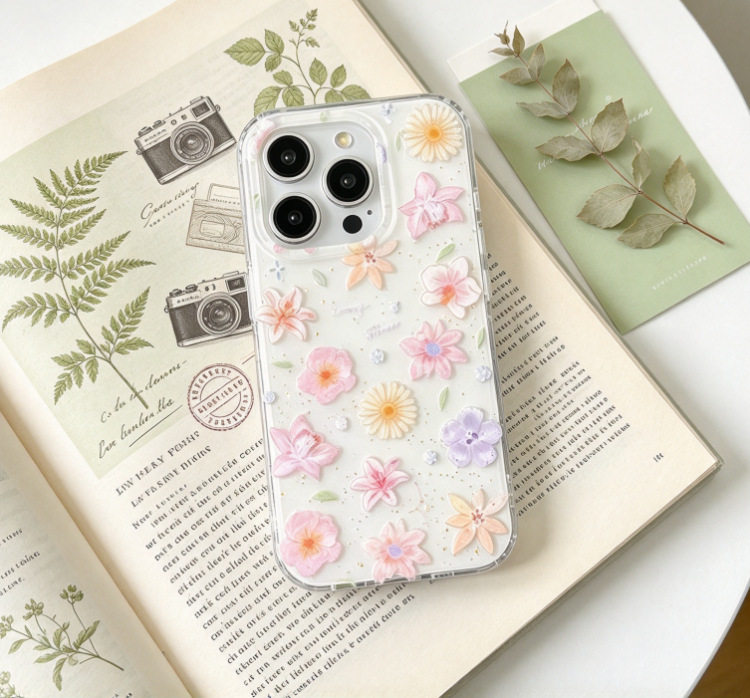 小清新手绘碎花适用于苹果17PROMAX手机壳iPhone16/14pro/15小众