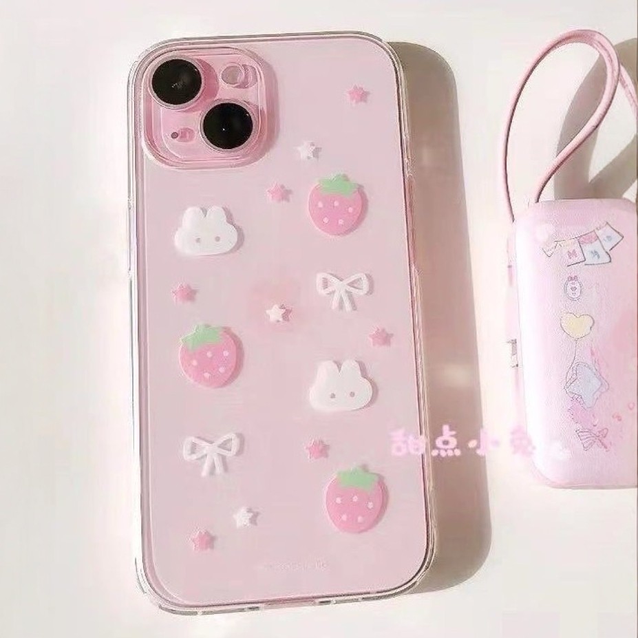 小草莓小兔苹果15/14/13promax手机壳12pro/11软xr/xs透明7/8plus适用,3C数码配件,手机保护套/壳,淘宝优惠券,粉丝福利购,淘宝优惠卷