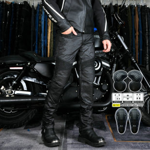 VOLERO 摩托车牛仔裤男女 四季涂层复古休闲机车骑行裤赛车防摔裤