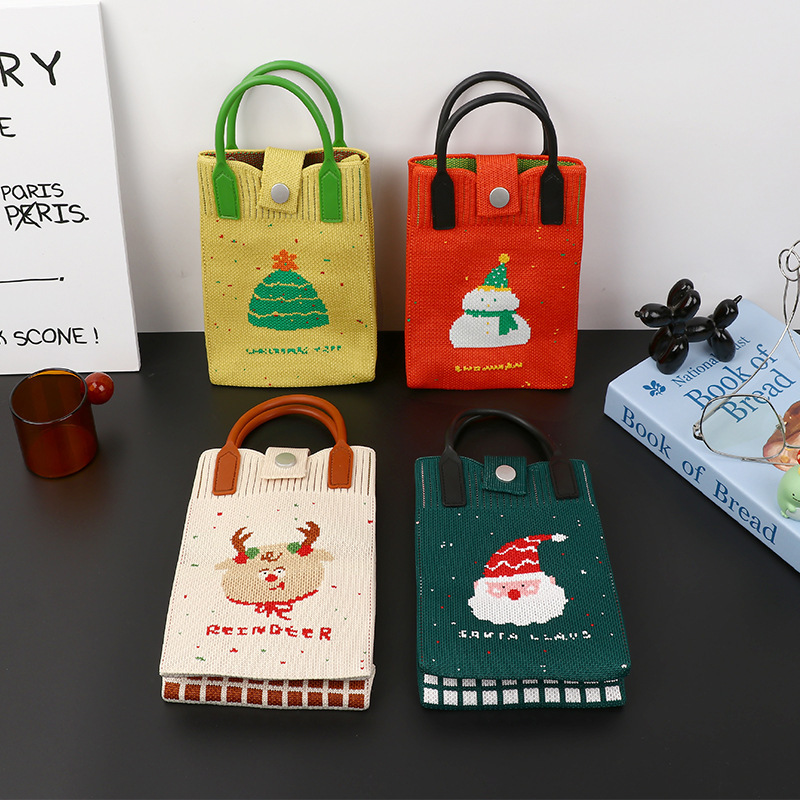 日常休闲潮流可斜挎包包新款圣诞手机包百搭软橡胶手柄节日伴手礼