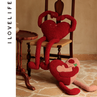 我爱生活爱心结婚抱枕一对压床娃娃可爱沙发婚庆婚房布置订婚新婚