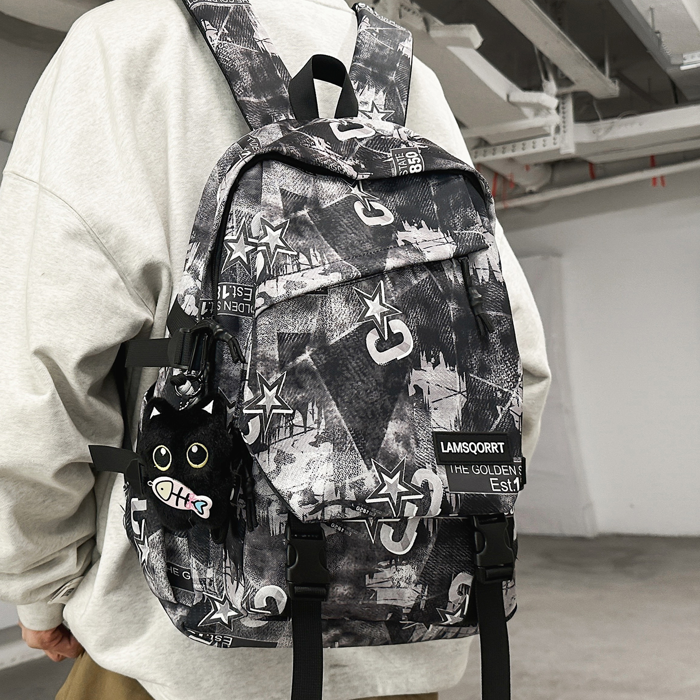 美式大容量高颜值双肩包男