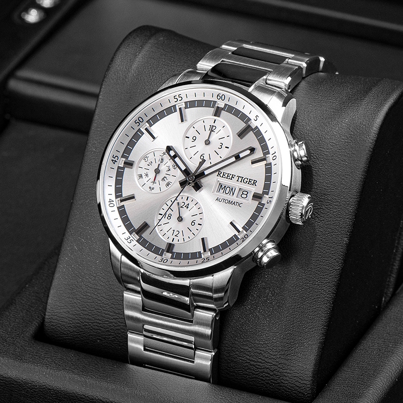 全自动瑞夫泰格钢带商务男机械表