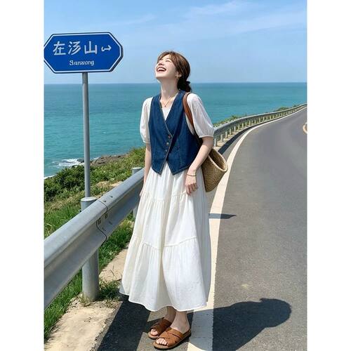 巨好看漂亮2026夏季小个子牛仔马甲女不规则设计时尚百搭背心上衣