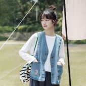 坎肩马夹背心外穿 复古甜酷无袖 日系牛仔马甲外套女2025年春季 新款