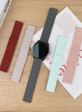 适用华米三星华为watch5GT磁吸硅胶表带小米s4/3颂拓高驰替换腕带
