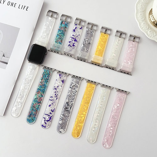 iwatch手表透明贝壳纹表带男女夏