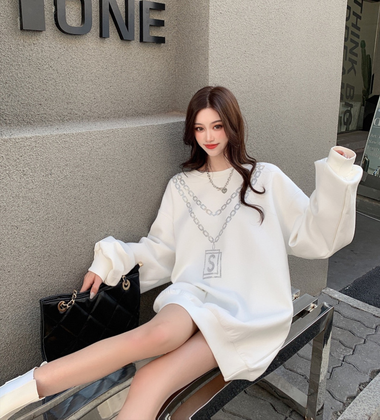 Real price ~ winter new Korean lazy inlaid diamond loose Plush thickened warm sweater autumn and winter