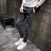 精品 毛呢加厚修身 新款 2025春秋港风潮流男士 商务小西裤 上市