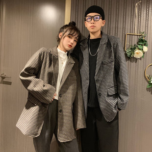 上市 新款 2025秋冬青男女同款 韩版 毛呢细格西服 潮流时尚 精品