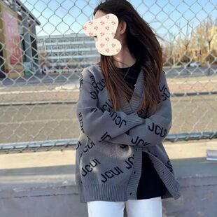 上市 新款 2026春季 男女款 针织毛衣 港风宽松字母设计开衫 精品