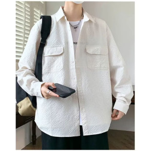 精品 百搭肌理感长袖 新款 2025早秋青年港风潮流时尚 衬衫 上市