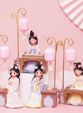 复古风玲珑少女琴棋书画纪念摆件