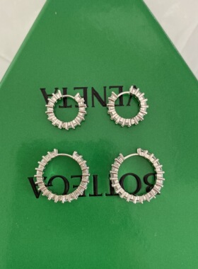 博主同款mini版镶钻小圈圈耳环男女同款方钻小蛮腰hoop耳环耳饰女