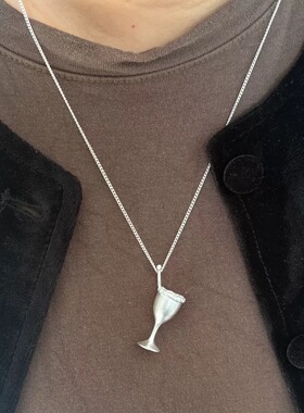 白砂糖小酒杯项链复古简约小众设计项链百搭长款毛衣链