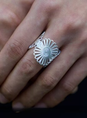 软山小雏菊开口戒指民族风个性百搭戒指