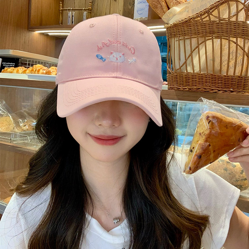 2025新款可爱小猫刺绣棒球帽女大头围宽檐显脸小鸭舌帽韩版百搭帽,服饰配件/皮带/帽子/围巾,帽子,淘宝优惠券,粉丝福利购,淘宝优惠卷