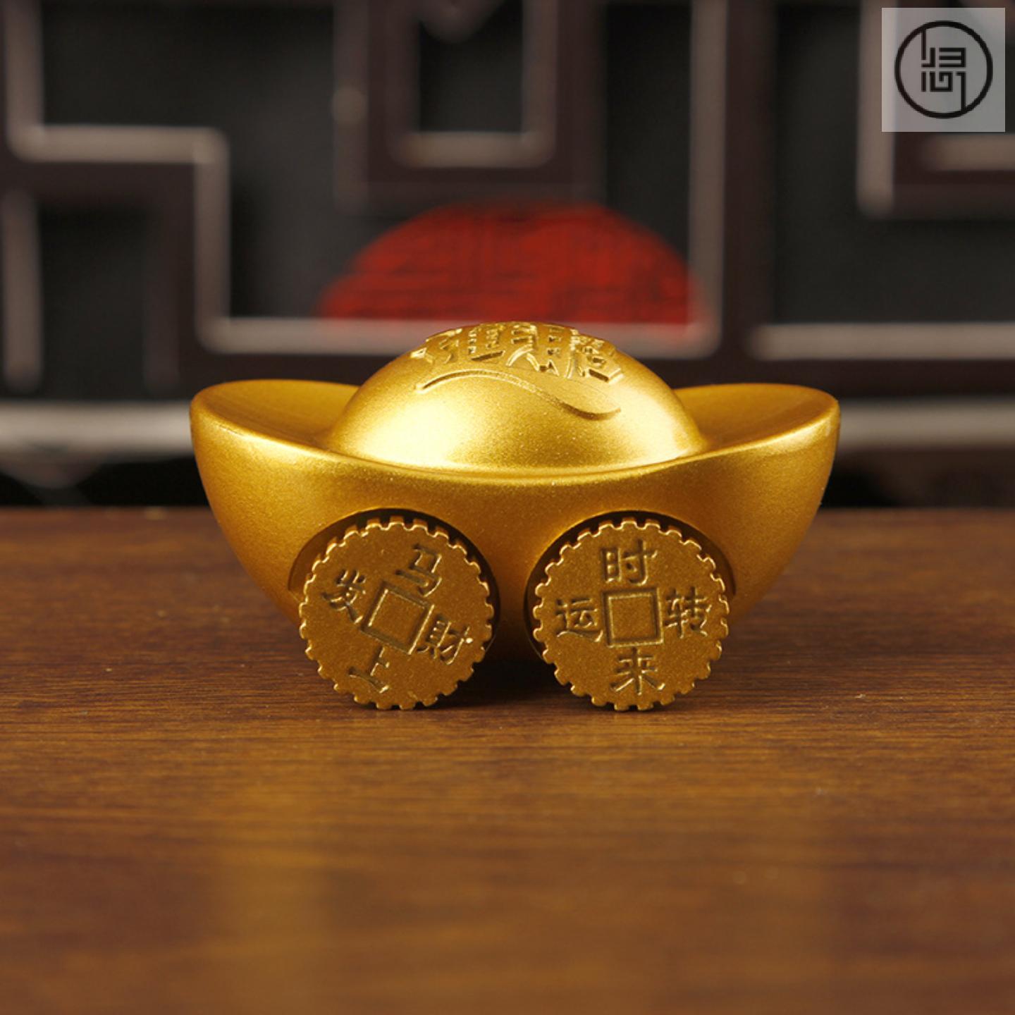 归心铜沙金财源滚滚元宝车摆件